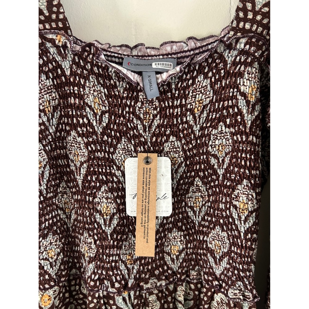 Anthroplogie Conditions Apply Eminee Printed Jumpsuit in Brown sz XS - Picture 4 of 5